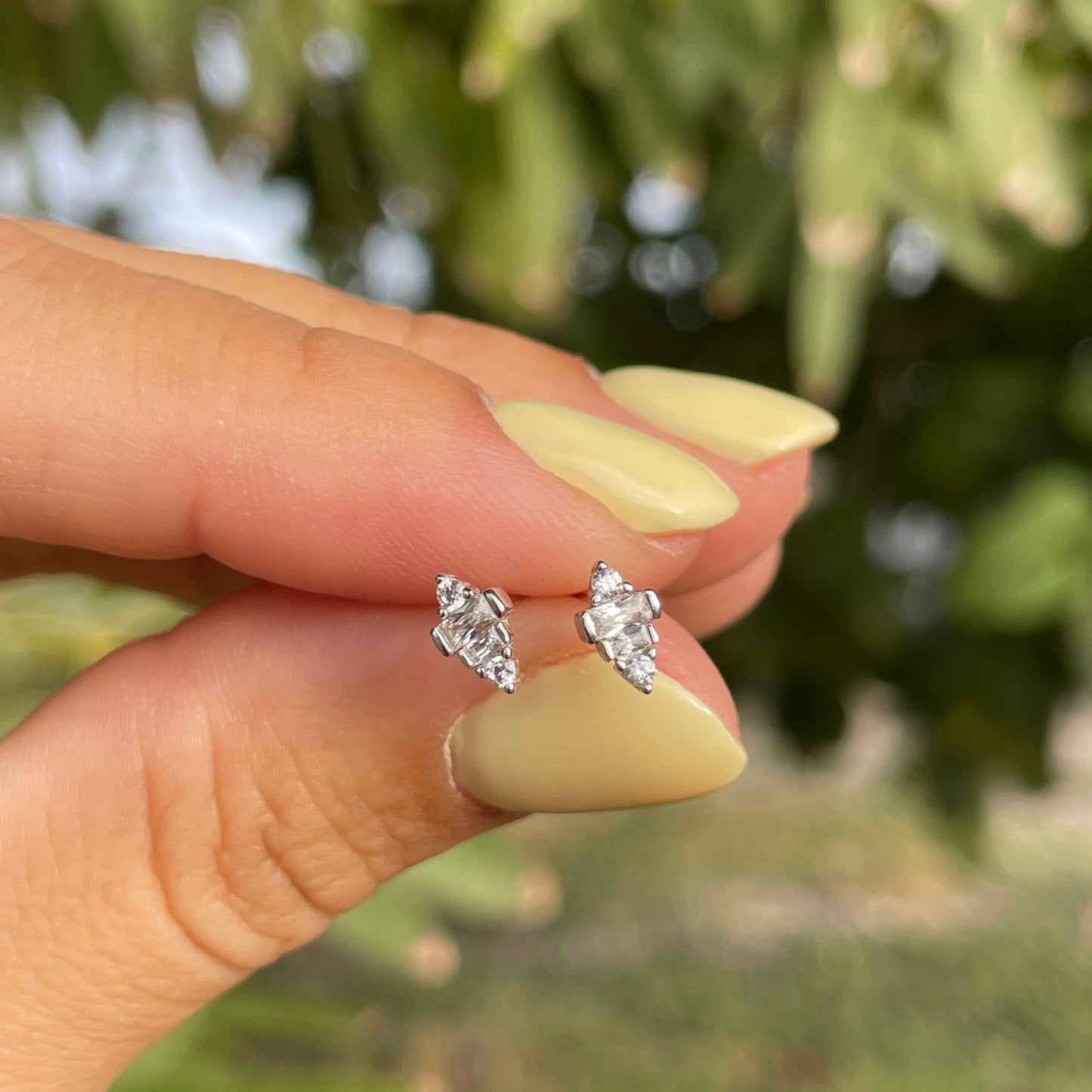 Cz mini croissant studs