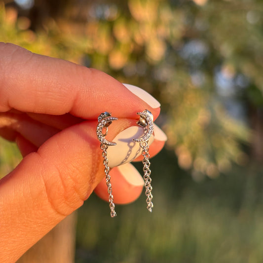 Moon tassel earrings