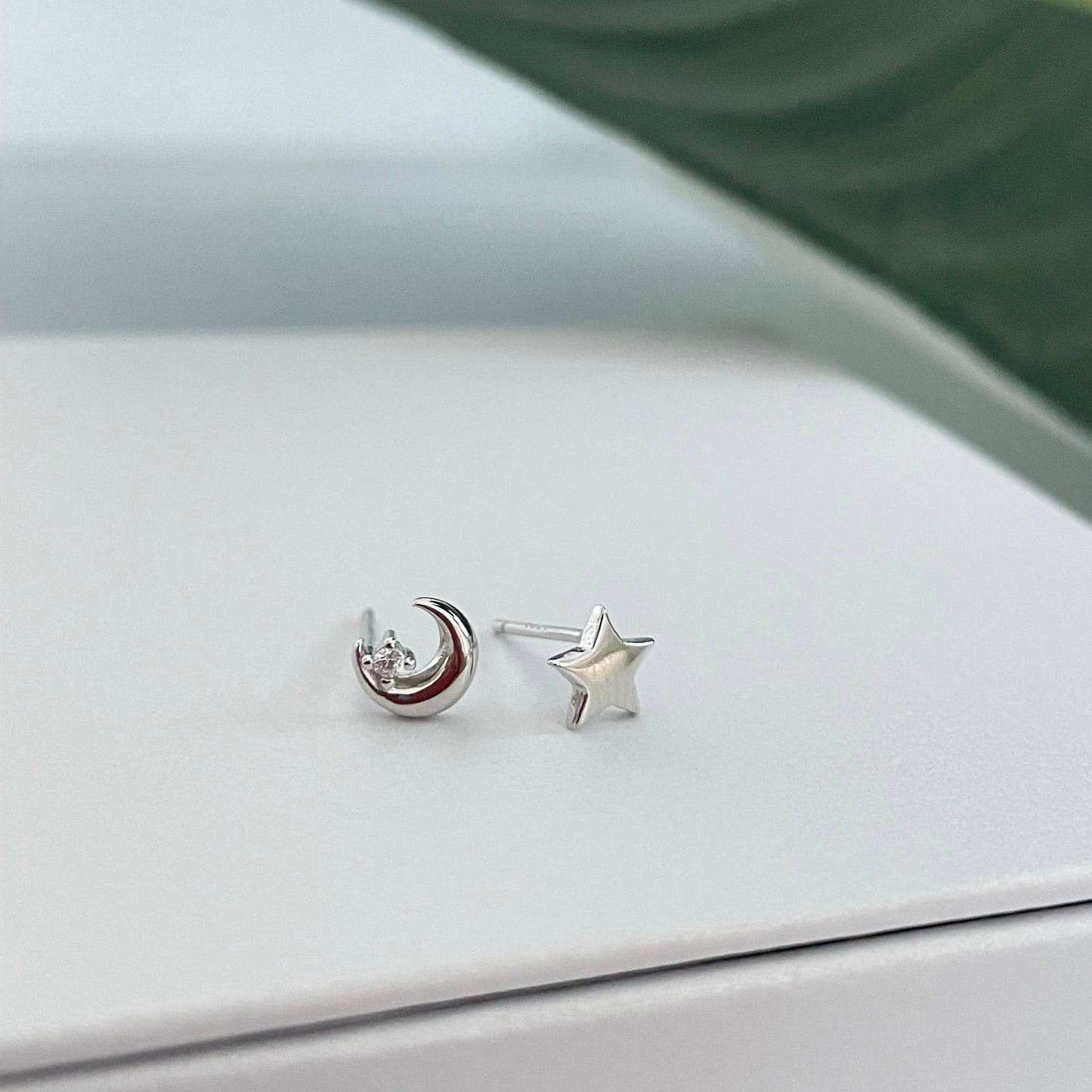 Moon and star studs