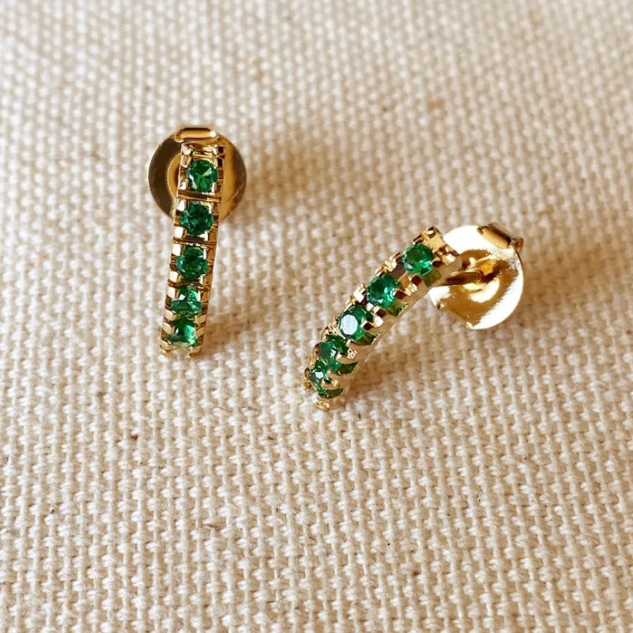 curved emerald stud