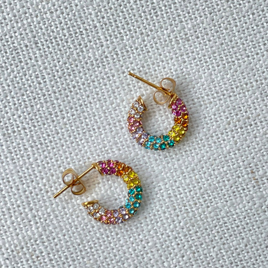 Colorful rhinestones semi hoops