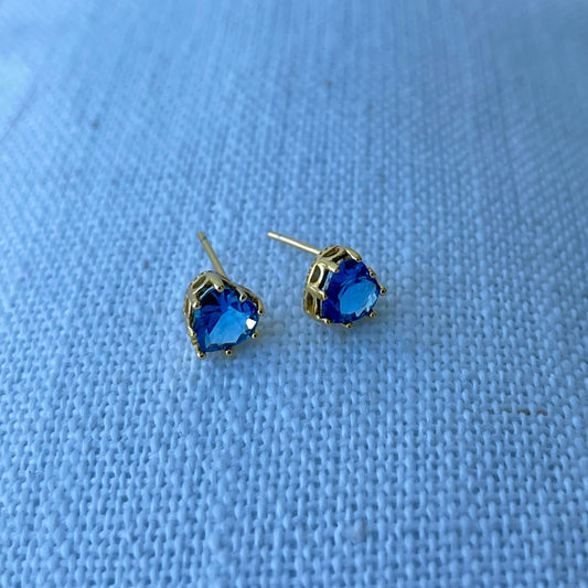 Blue heart studs