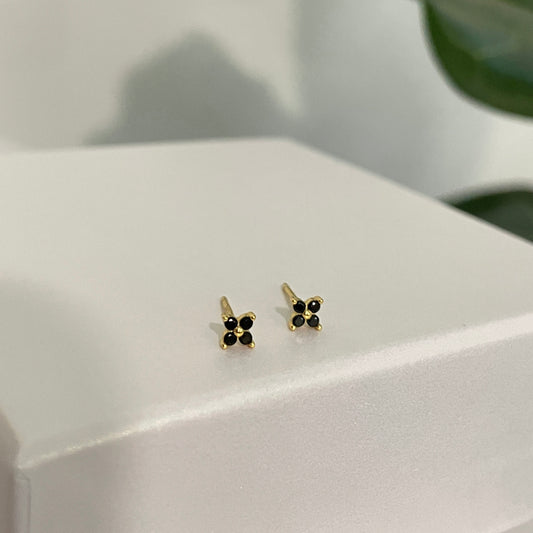 Black flower mini studs