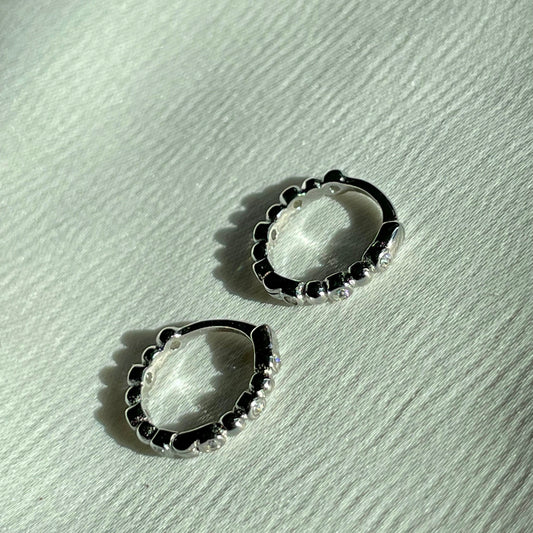 Silver mini hoops with zirconia